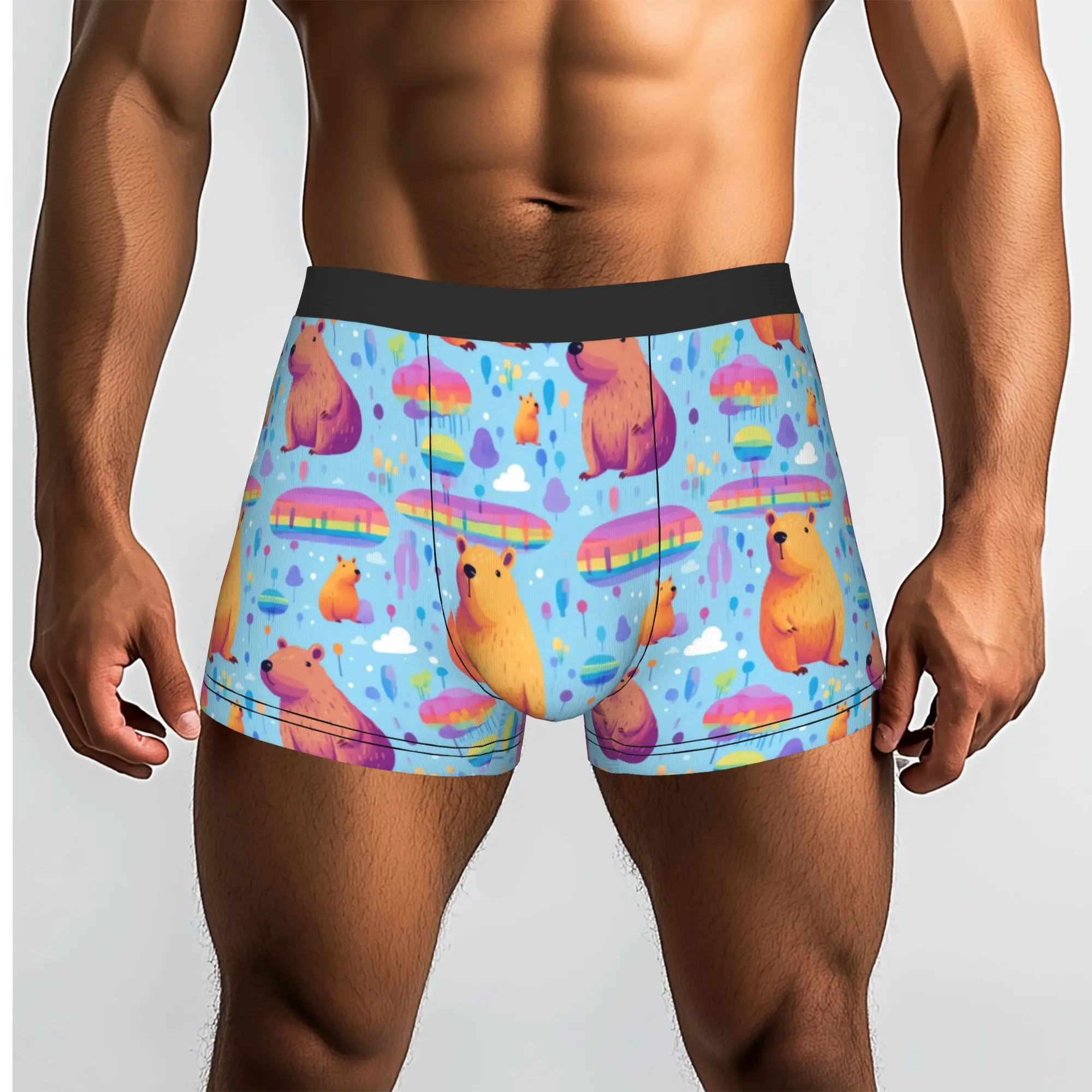 Customized Bright Colors Capybara Pattern Boxer Shorts For Men 3D Print  Underwear Panties Briefs Stretch Underpants