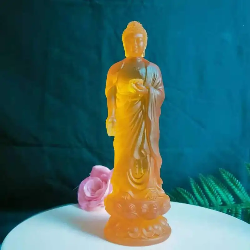 Water-Glazed Buddha Statue Western Three Saints Amitabha Buddha Statue, Temple and Shrine Buddha Statues, Wholesale Antique-Styl