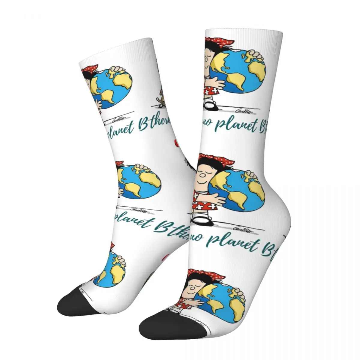 

Hip Hop Vintage Environment Crazy Men's Socks Unisex Mafalda Cartoon Harajuku Pattern Printed Funny Novelty Crew Sock Boys Gift