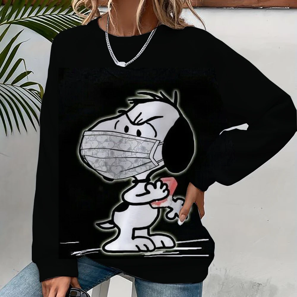 Woman\'s Hoodie New Autumn/Winter Fashions Y2k Snoopy Cartoon Print Sweatshirts Round Neck Coat Loose Long Sleeve Miniso Sanlio