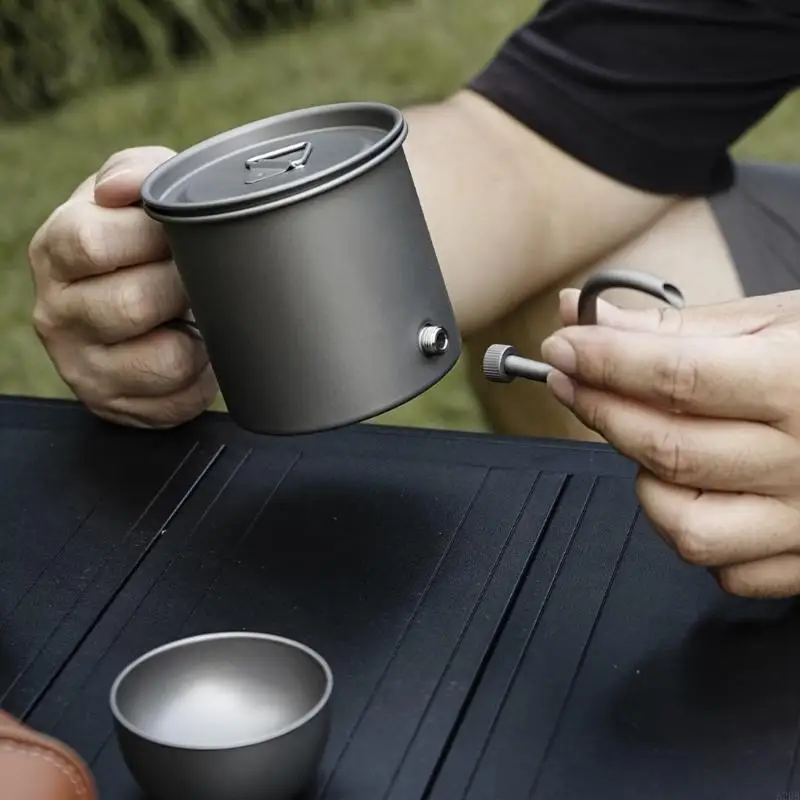 

Convenient 5 Piece Metal Teas Set Solid Outdoor Brewing Essential for Adventurers A2BB