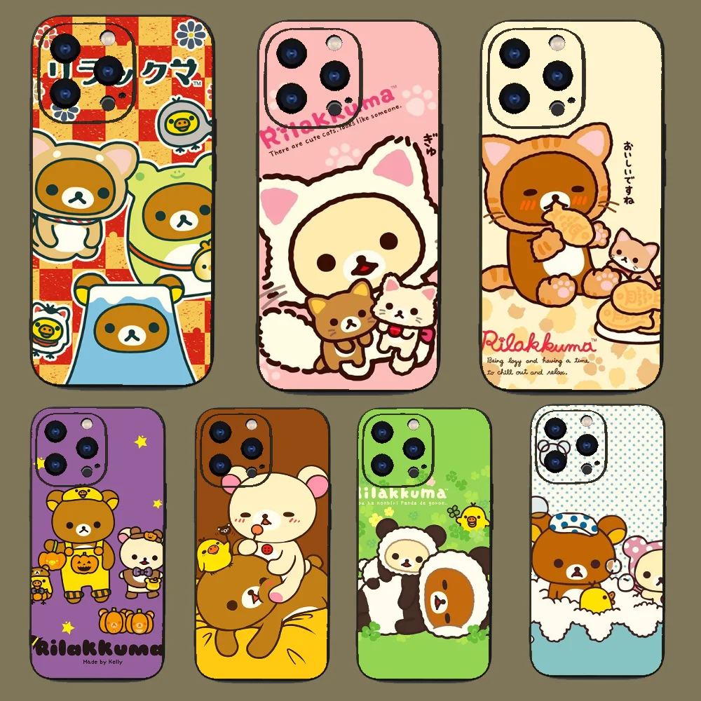 Cute R-Rilakkuma Phone Case For Iphone 15 11 13 14 Pro Max 7 8 Plus X Xr Xs Max Se2020 12mini Cover Case