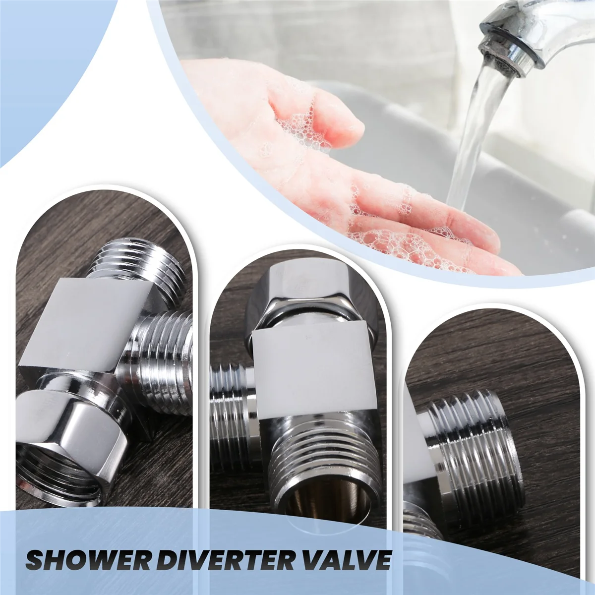 Adaptador de desviador de agua de 3 vías de latón, Conector de válvula de repuesto de ángulo de bidé de ducha de baño, Instalación rápida