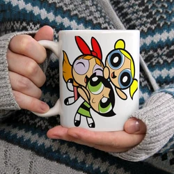 P-Powerpuff Girls 11oz tazza da tè pomeridiano tazza da caffè multifunzionale in ceramica tazza da caffè in porcellana tazza da bere