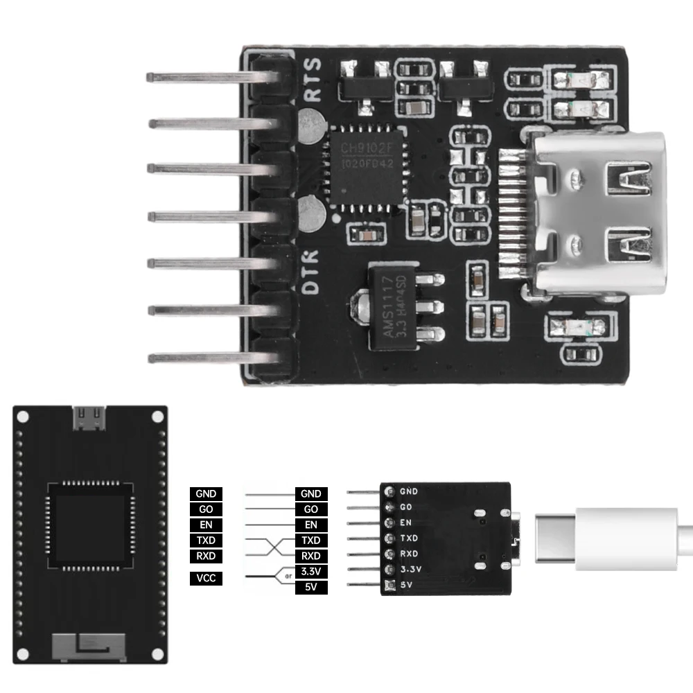 USB to UART/RS232/RS485 Serial Port Burning Downloader Module CH910F Driver Free For ESP32 TYPE-C