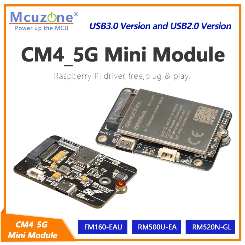 CM4 5G Mini Board, USB3.0 or USB2.0 Version, Support RPi OS, Ubuntu, Openwrt, FM160 RM500U RM520N RM530N, RPi 4B