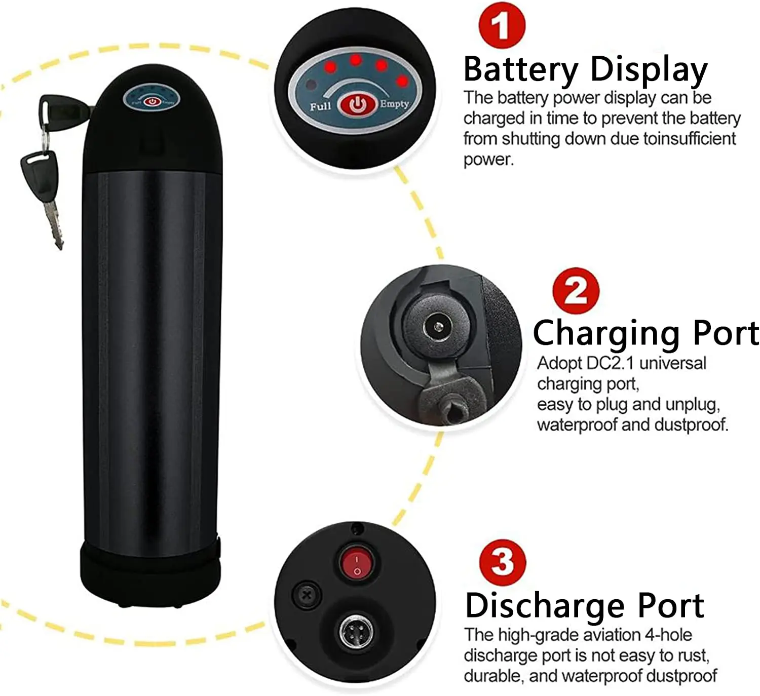 Lithium Ion Kettle Battery 36v 10.4Ah 16Ah 19.2Ah 48V 12.8ah 17.5Ah Water Bottle Electric Bike akku Rechargeable Batteries Pack