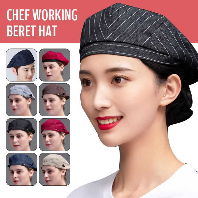 Hotel Kitchen Work Hat Cook Hat Breathable Chef Hat Women Men Restaurant Catering Cake Shop Waitress Beret Cafe Waiter Cap