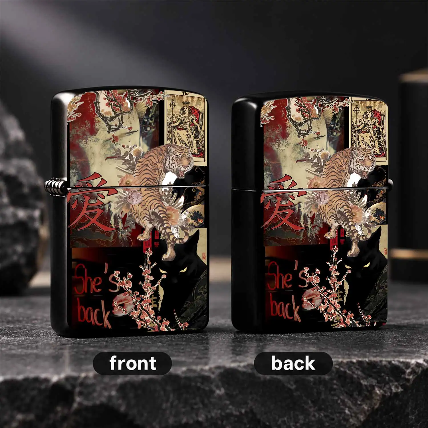 Vintage Aesthetic Tiger Plum Blossom Art Pattern Decorative Ornament, Stylish Portable Accessory For Daily Use, Exquisite Creative Unique Collectible, Ideal Gift For Birthday Holiday, Delicate Practical Present With Distinct Retro Oriental