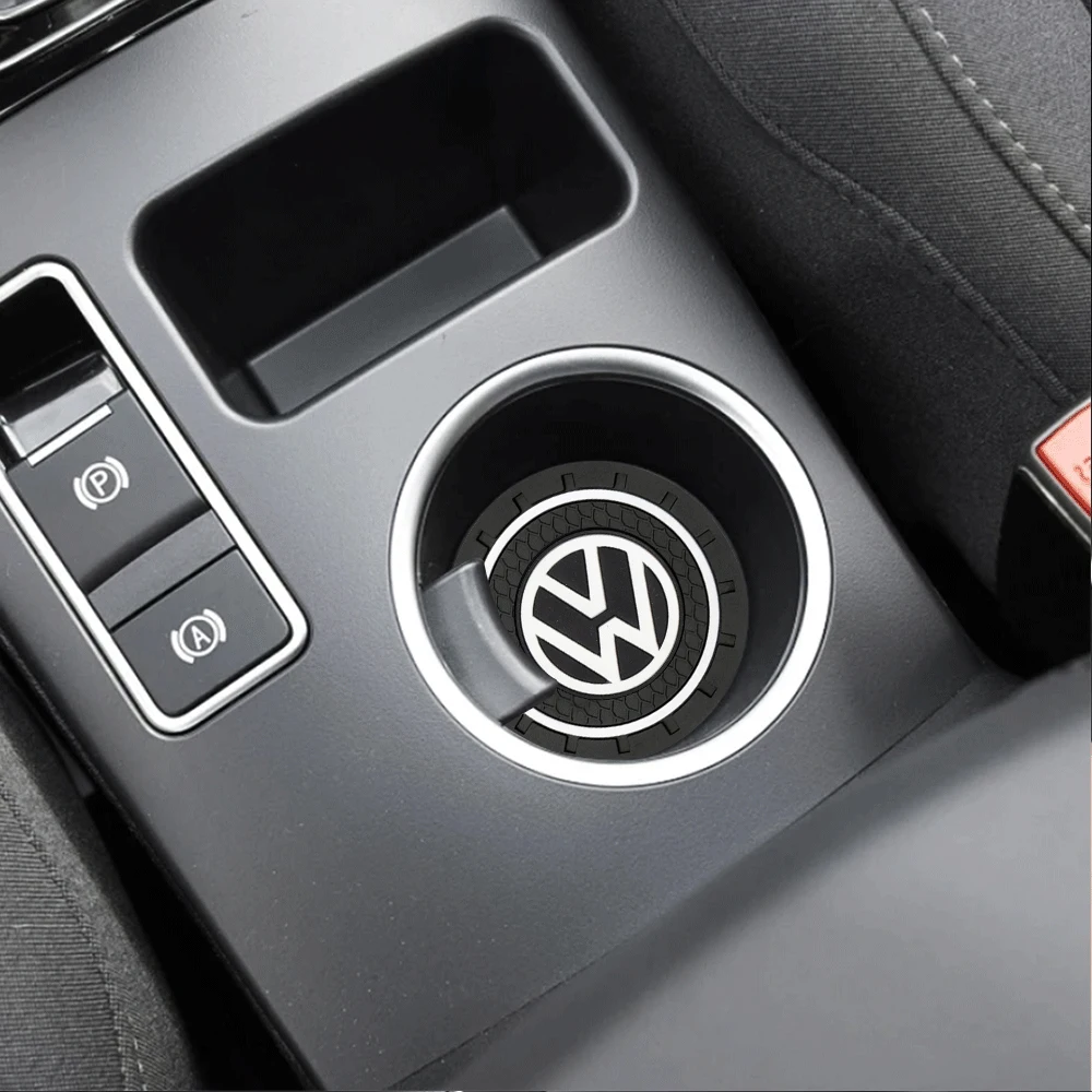 1PCS Car Coaster Water Cup Slot Non-Slip Silicone Pad For VW Polo Golf 5 6 7 CC Passat Jetta MK4 MK5 MK6 Car Styling