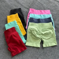 Pantalones cortos de gimnasio para mujer, pantalones cortos deportivos para Fitness, banda baja acanalada, pantalones cortos de Yoga, mallas sin costuras para entrenamiento