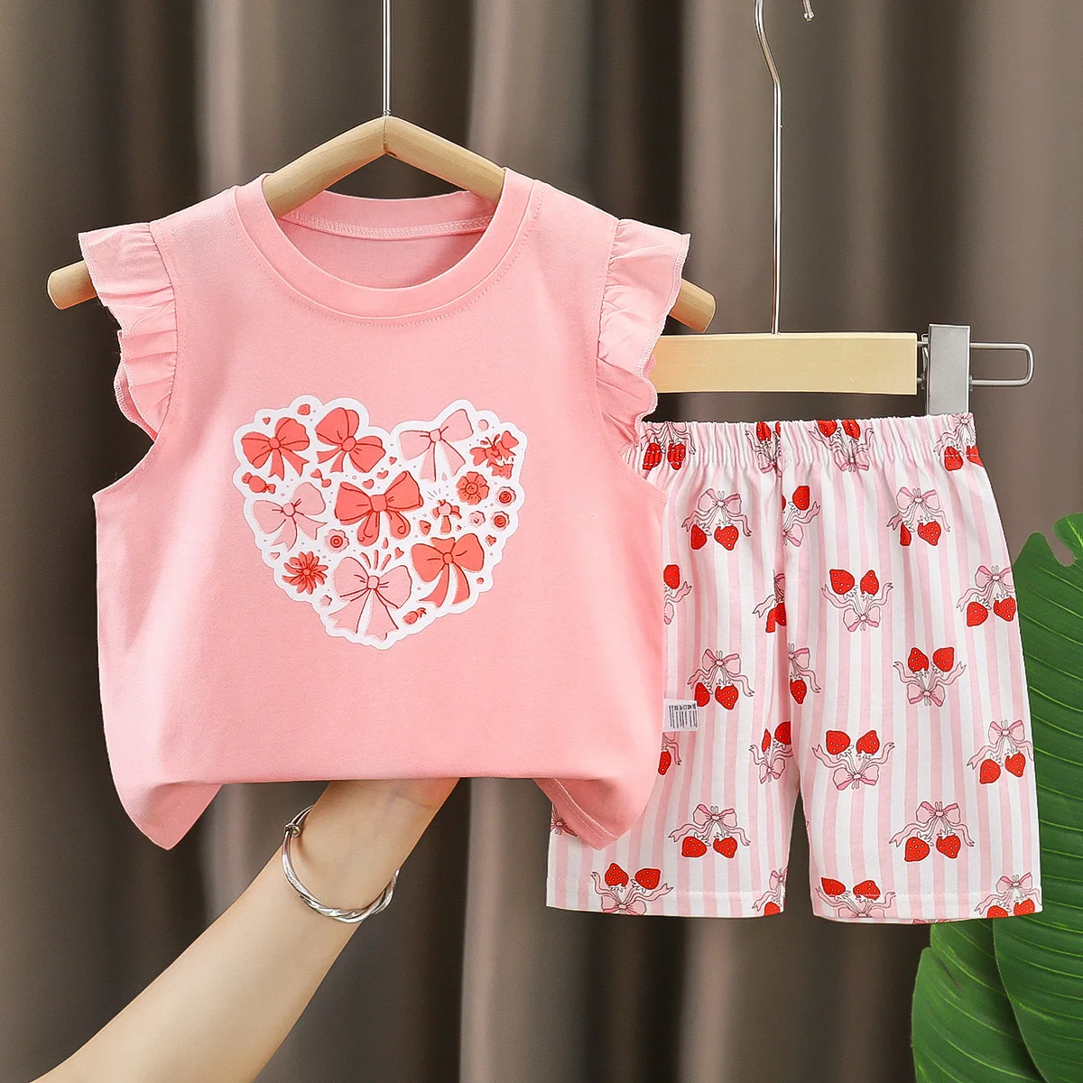 2-6Y Girls Short-sleeved Set Cotton Summer New Girls Shorts Two-piece Set Baby Children's Clothing