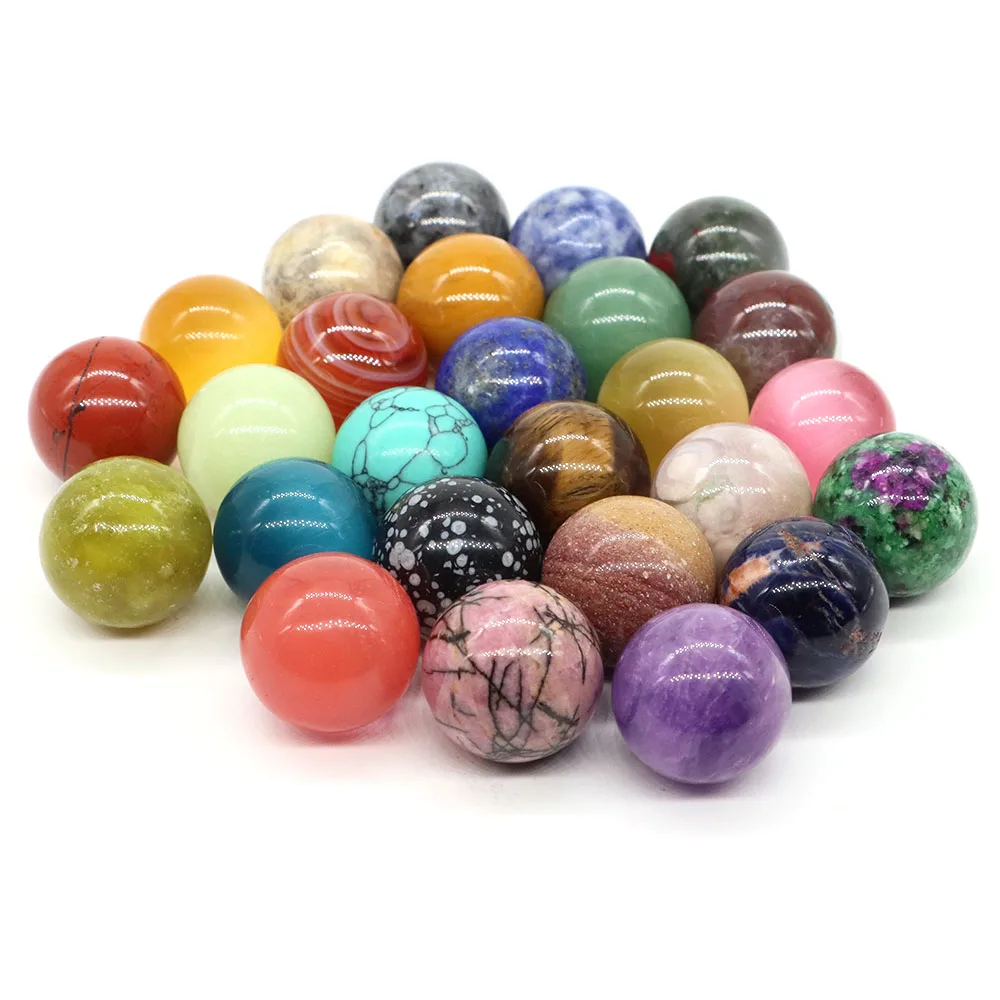 20 مللي متر كرات مستديرة الحجر الطبيعي المجال شفاء كريستال جمشت الطاقة الأحجار الكريمة غلوب لصنع المجوهرات عقد دي اي واي ديكور المنزل #2