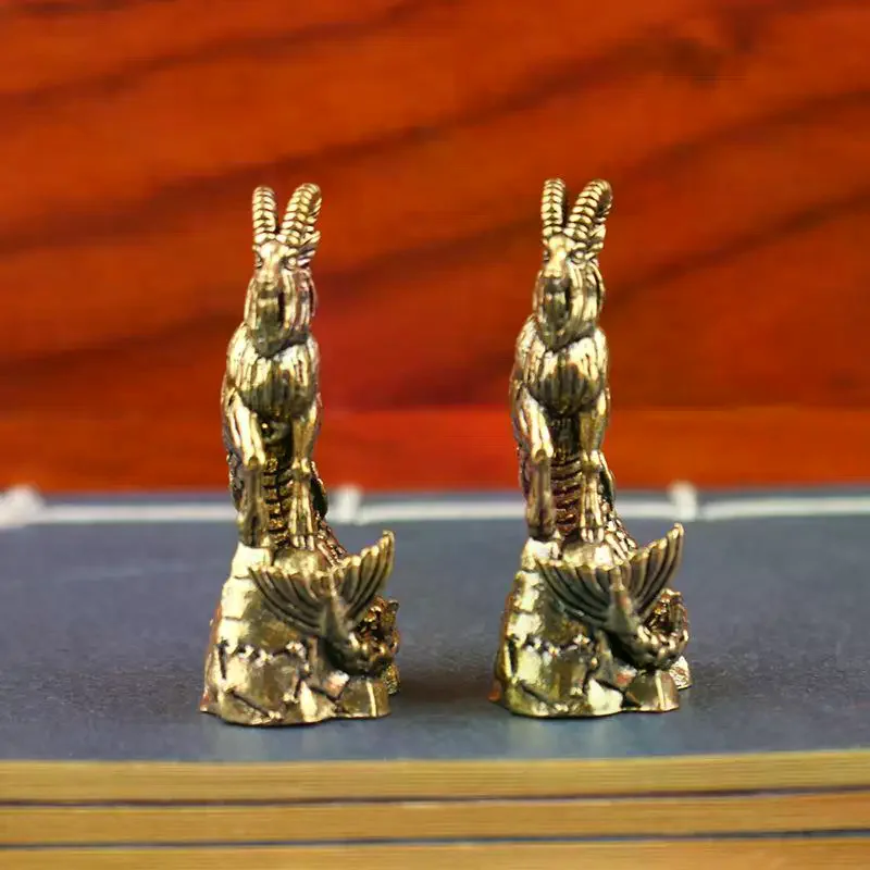 Capricorn Brass Statue Goat Body Fish Tail Zodiac Sign Figurine For Home Office Decor Luck Ornament