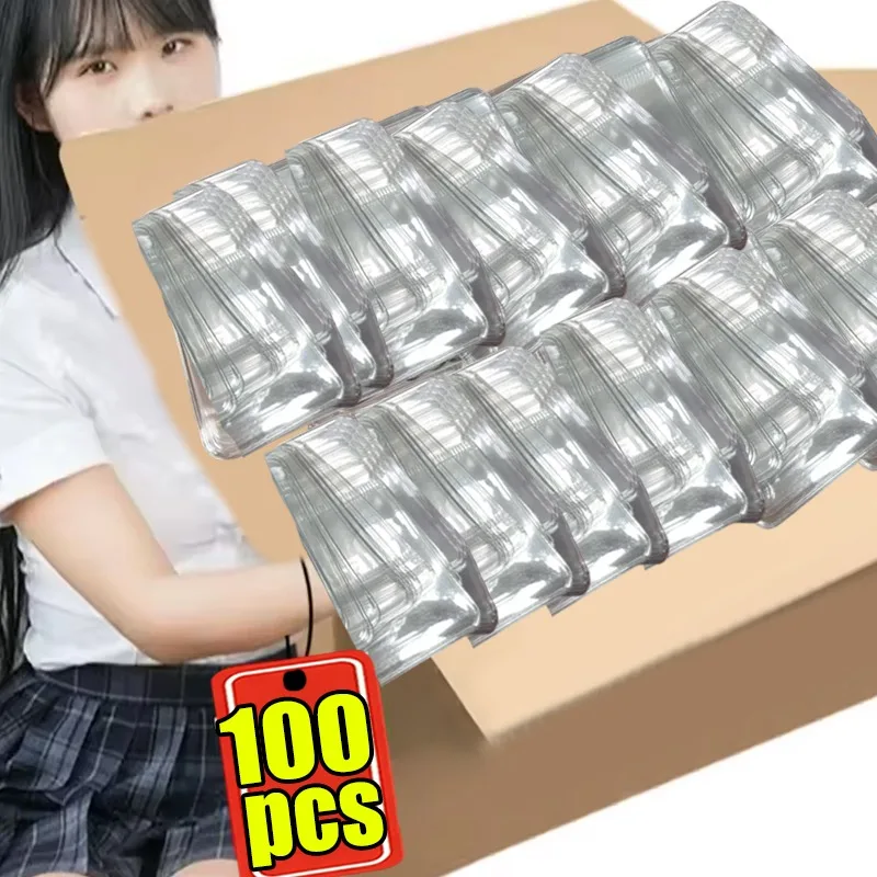 

10/100 шт., высокопрозрачные канцелярские герметичные сумки из ПВХ, антиокислительные сумки для ювелирных изделий, самозапечатывающаяся сумка, герметичная сумка на молнии