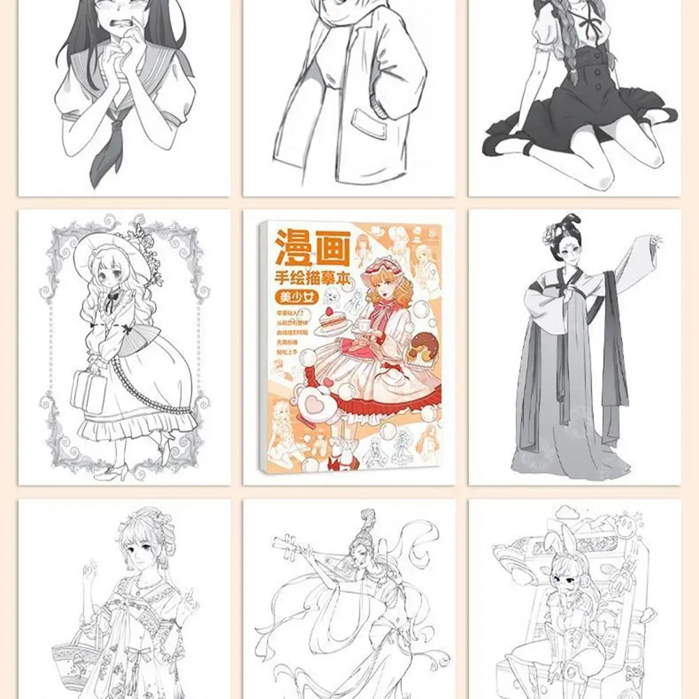 Fumetti Ragazza Ragazzo Fumetti Tutorial disegnato a mano Libro che studia principiante Zero Linea di base Bozza Pratica Libro Arte Tracciamento Schizzo