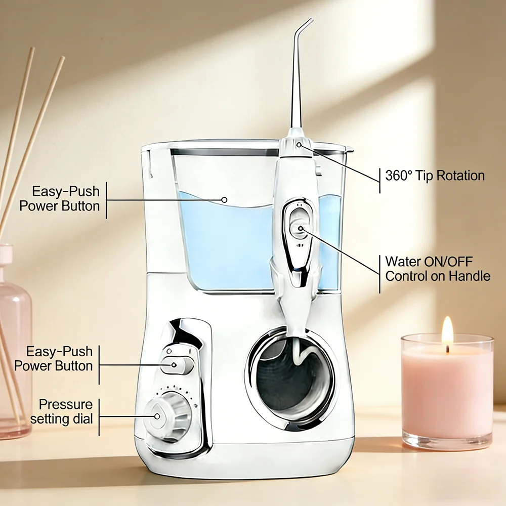 

Электрический ирригатор для полости рта 800 мл, 10 режимов, 5 насадок для домашней чистки зубов и свежего дыхания