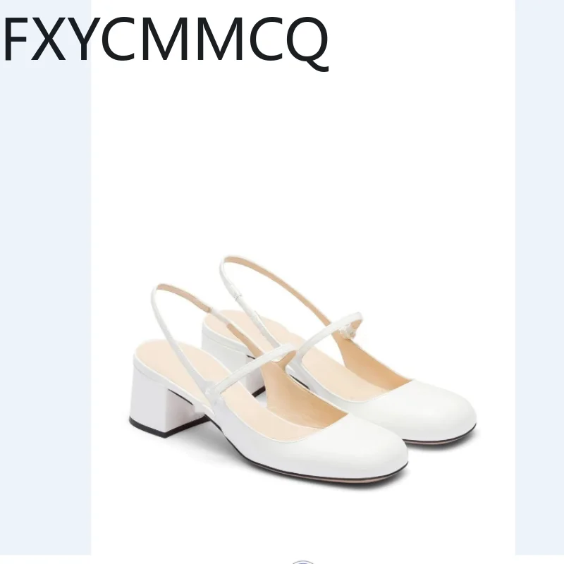 FXYCMMCQ 2023 Women\'s Summer Thick Heel Back Empty Baotou Shallow Mouth Single Shoes Oversized Size 32-46 23-14