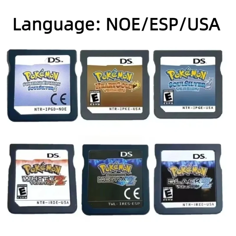 ESP USA NOE Pokémon Black and White 1 2 Black and White SoulSilver HeartGold DS NDS 3DS Video Game Cartridge