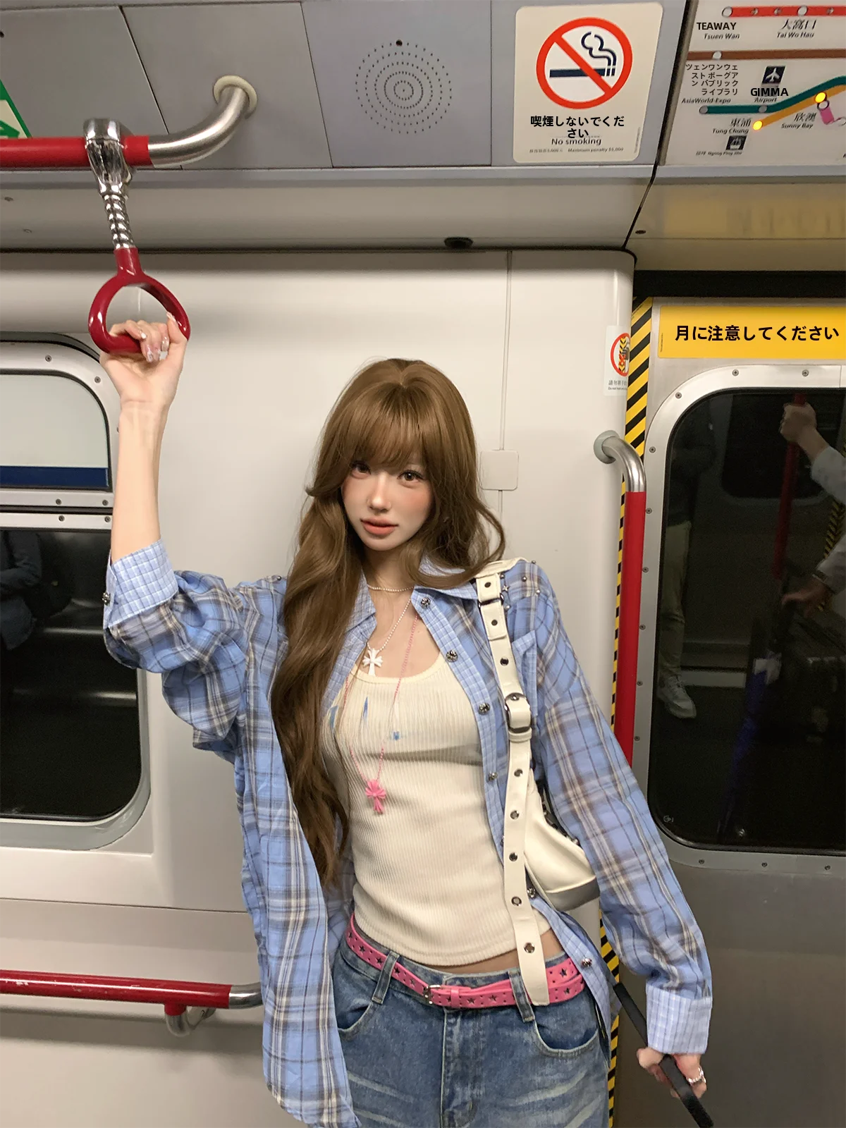 

Свободная рубашка в клетку с длинным рукавом, коллекция Lazy Sle Spring Milan, женская, удобная, дышащая, с защитой от солнца, из хлопка.