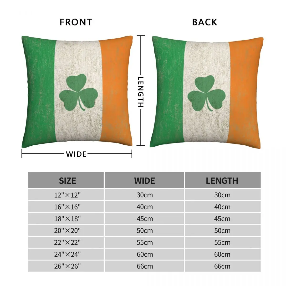 Vintage Irish Ireland Shamrock Flag Pillowcase Polyester Linen Velvet Creative Zip Decor Throw Pillow Case Sofa Cushion Cover