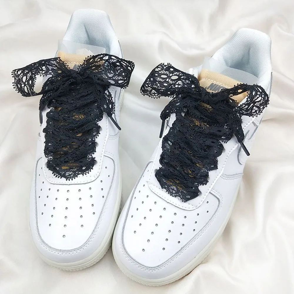 1 pair Elastic Hollow lace Shoelaces Bow Laces Fashion Trend Beautiful Sports Casual Sneaker Casual Canvas Shoes Laces