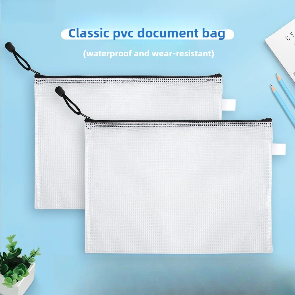 Bolsa de malla transparente A4 con cremallera, bolsa impermeable para documentos para la escuela, organizador de papel para oficina, almacenamiento, soporte para suministros de artesanía artística,