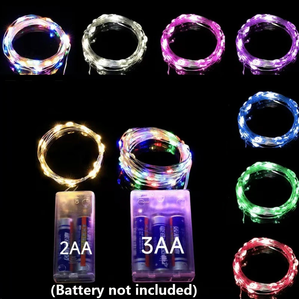 3 فولت LED الجنية سلسلة أضواء في الهواء الطلق حديقة AA بطارية تعمل بالطاقة 9 ألوان الأسلاك النحاسية LED أضواء لحفل زفاف زينة عيد الميلاد