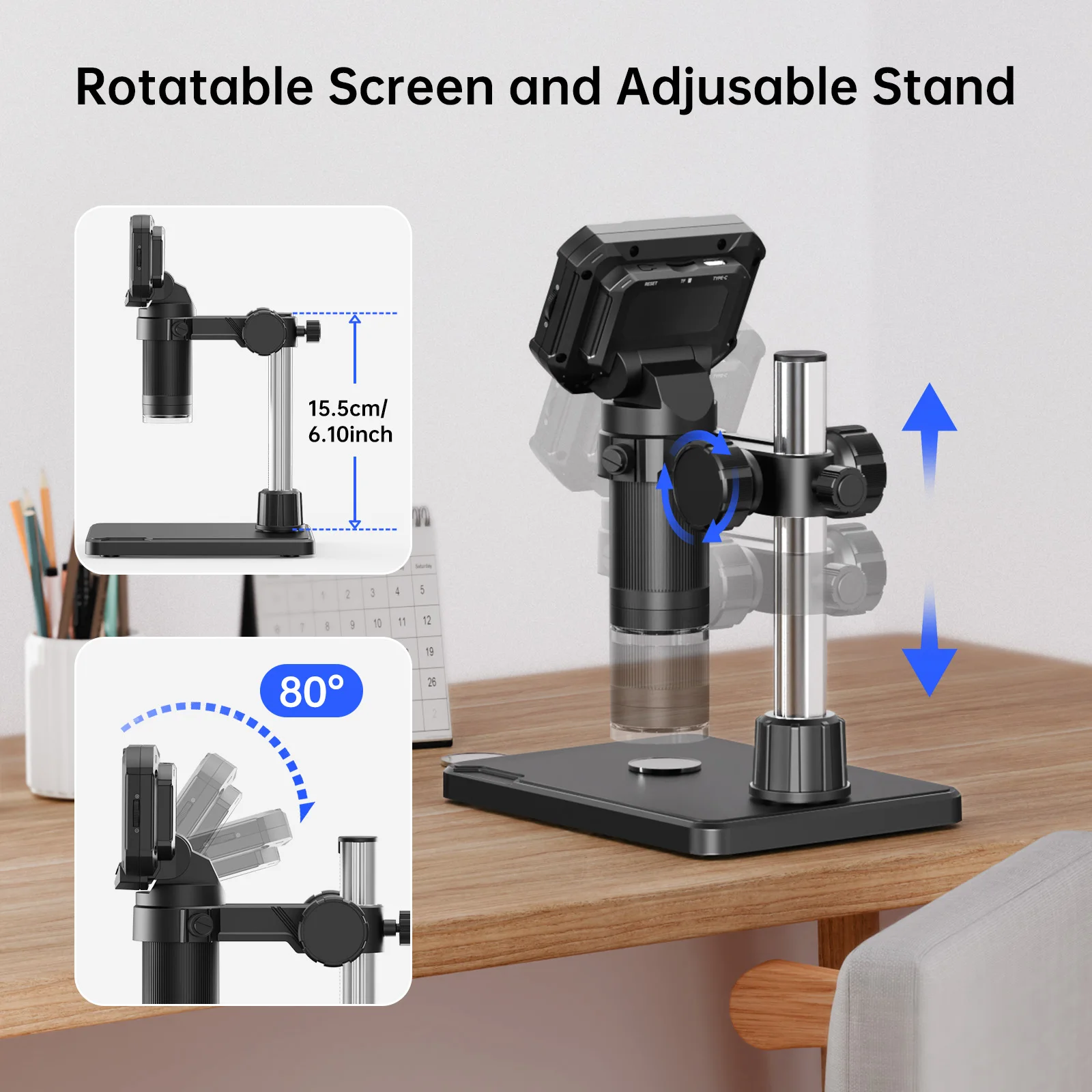 مجهر رقمي بشاشة 2.4 بوصة مجهر عملة 1000X مع 8 مجهر LED للإصلاح والعملات المعدنية واللحام #4