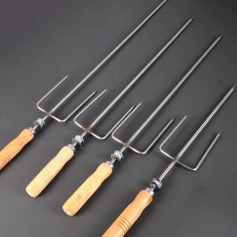 

1/2/3PCS Stainless Steel BBQ Fork Extended 3 Prong Lamb Leg Fork Outdoor Roast Chicken BBQ Tool Commercial Rotary