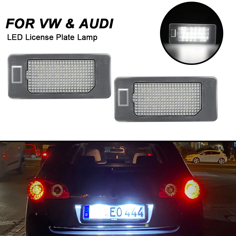 

2PCS LED License Plate Light For VW Golf Estate MK6 MK7 Plus Passat B6 B7 Polo Number Plate Light For Audi A1 A3 A4 A6 A7 Q3 Q7