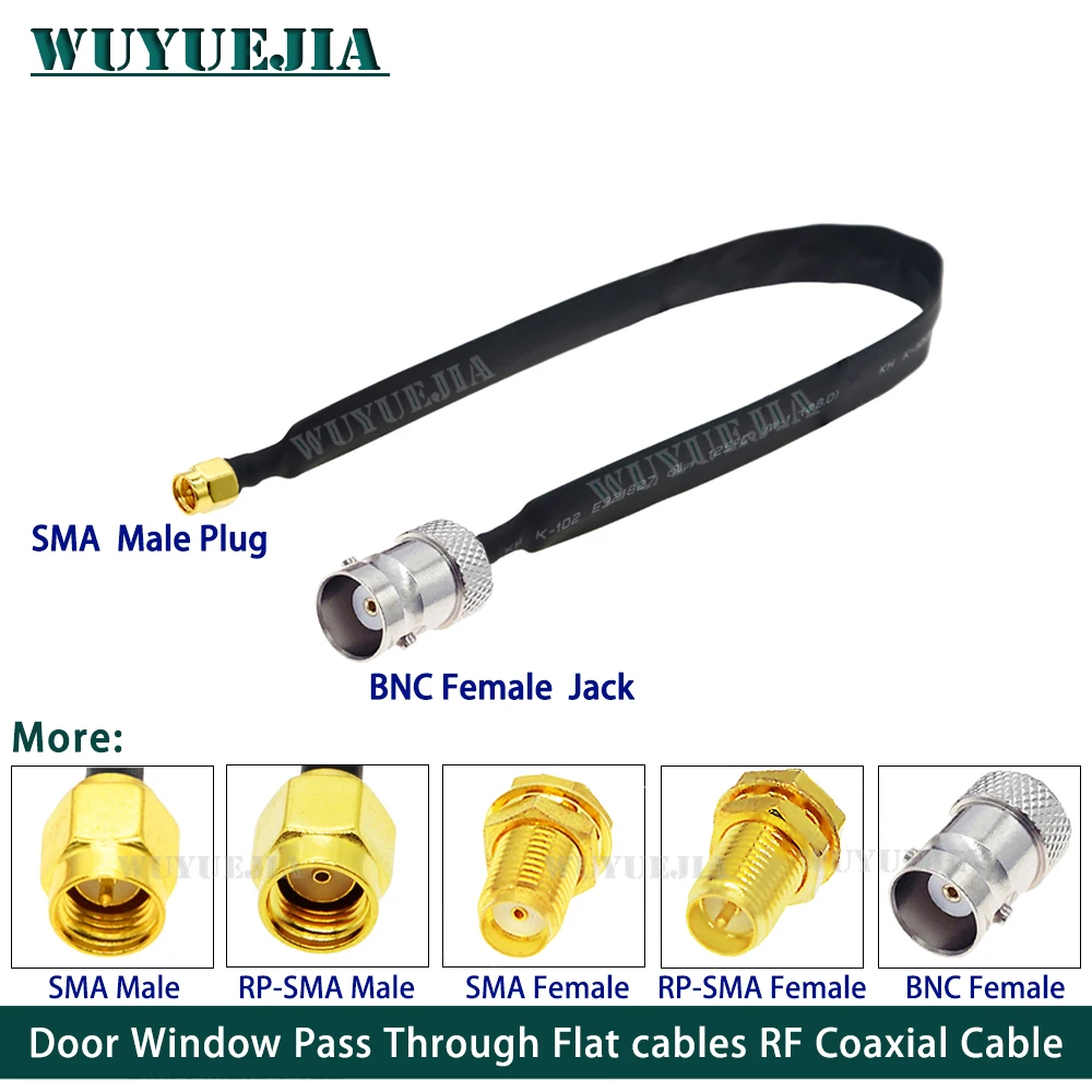 

Q9 BNC Female to SMA Male / Female Door Window Pass Through Flat RP-SMA RF Coaxial Cable 50 Ohm RF Coax Pigtail Extension Cord