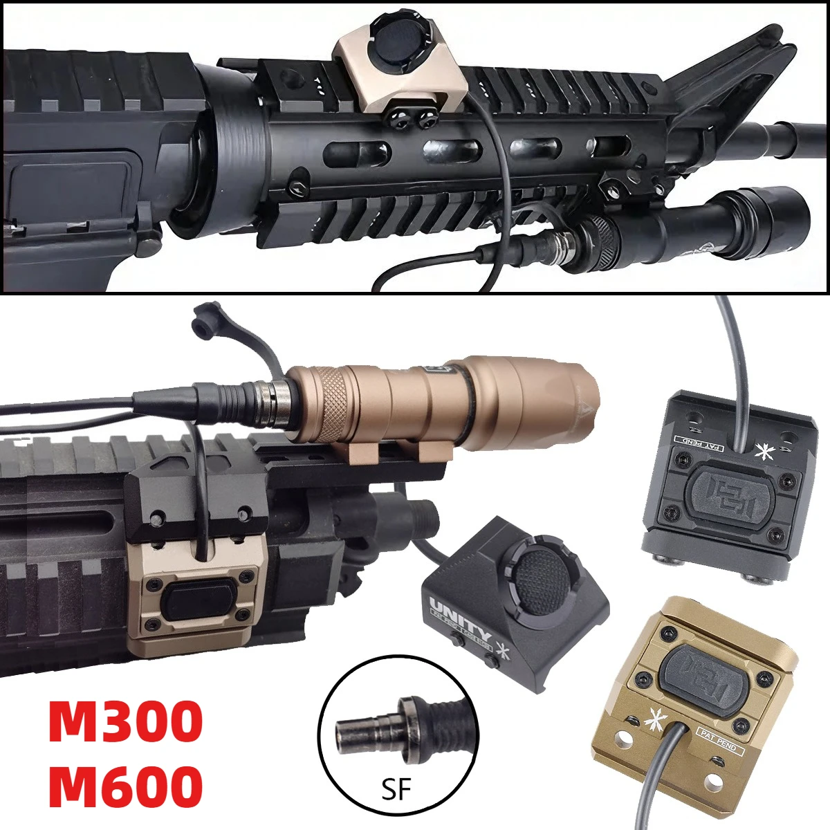Surefire M300 M600 Flashlight Fit 20mm Rail Rifle Airsoft With UNIT Lite Pressure Switch M600B M600C LED Scout Light