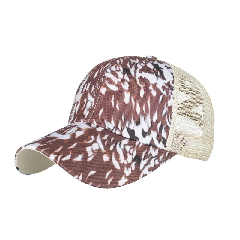 Spring and summer new flame cross elastic mesh ponytail baseball cap, duckbill cap, sun hat, sunshade hat
