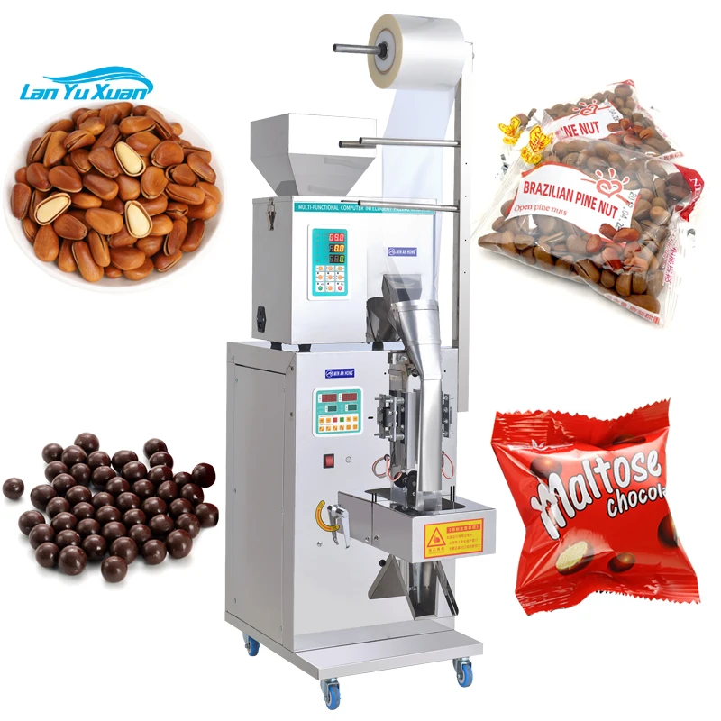 

Snack food pouch commercial packaging machine multi-function chocolate peanut popcorn filling sealing machine