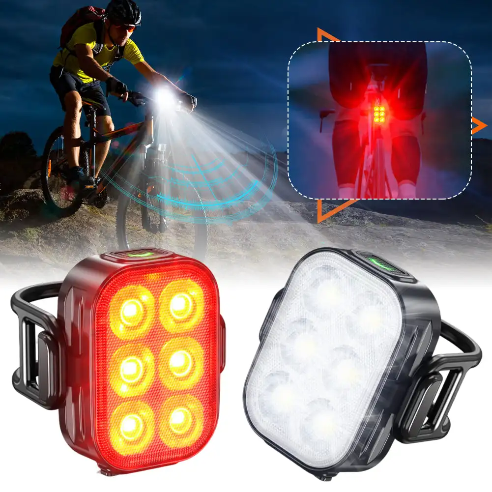 Q5 Fahrradscheinwerfer Rücklicht MTB Rennrad Helle Taschenlampe Radfahren Wasserdicht 50 200 Lumen LED Typ-C Hinten Vorderlichter