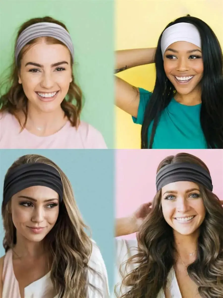 

Elastic Headbands For Women Sports Fitness Yoga Hair Bands Solid Color Stretchy Casual Hair Accessories