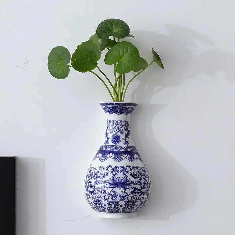 Ceramic Vases Antique Blue and White Porcelain Flower Ware Lucky Bamboo Living Room Home Decoration