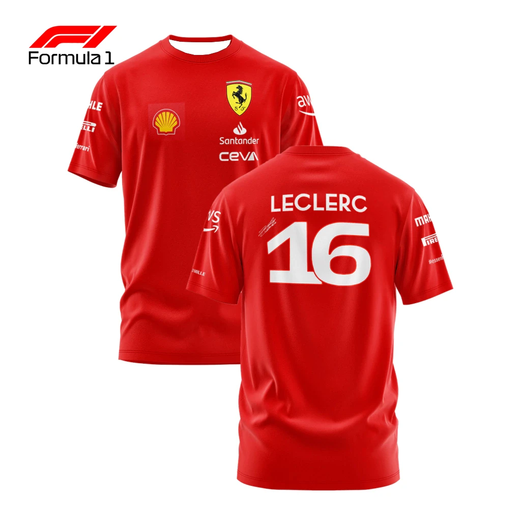 Camiseta deportiva del equipo 2025 F1 Ferrari para hombre, camiseta de manga corta de secado rápido, ajuste cómodo que absorbe el sudor, camiseta informal de carreras para Moto