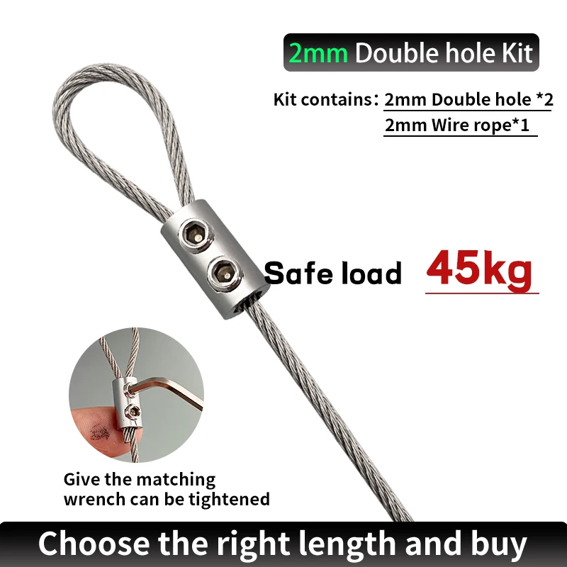 1/2/4pcs 2/3/4mm Adjustable Stainless Steel Suspension Sling Telescopic Wire Rope Lock Image Placard Fasteners Hanging Kit