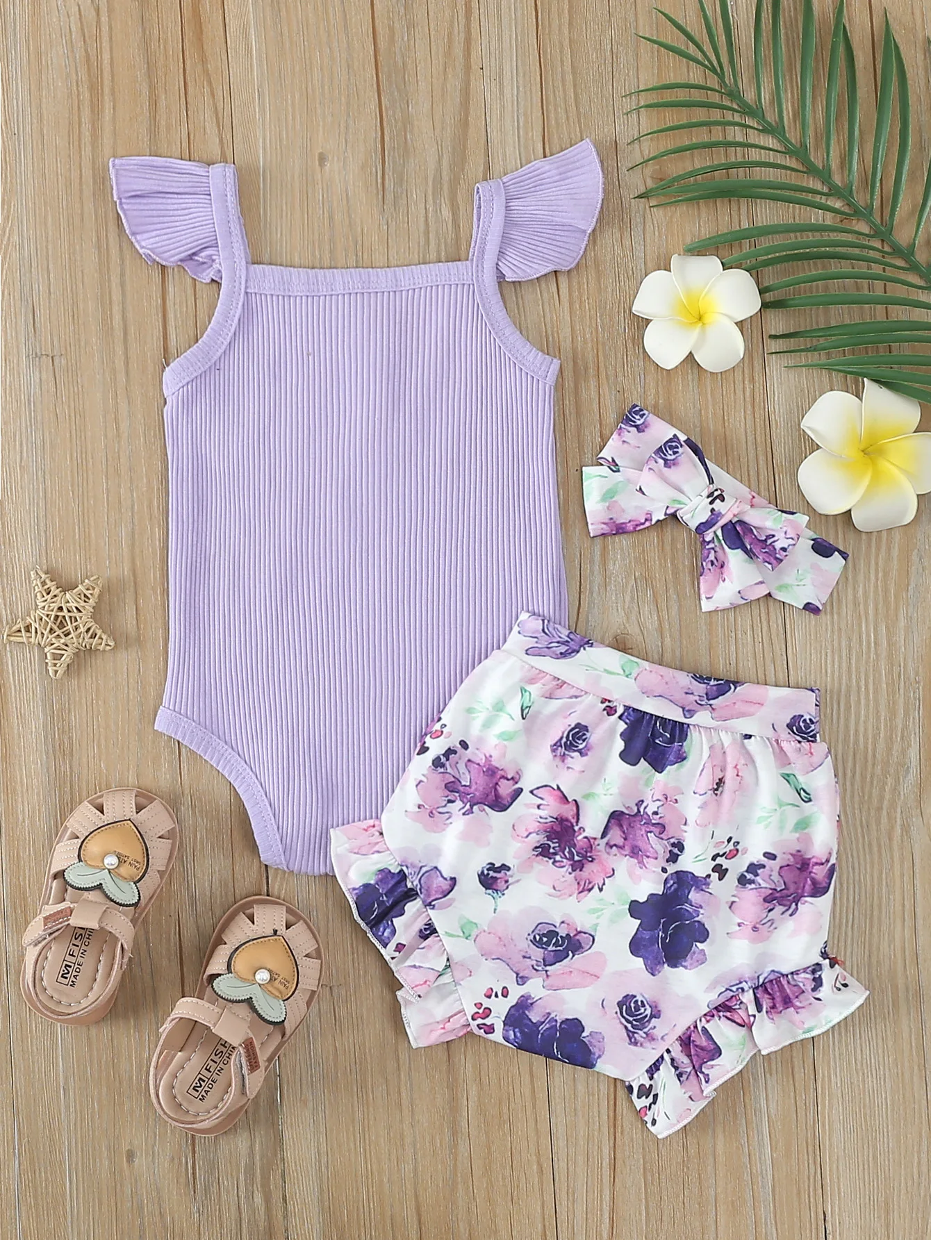 Newborn Cute Baby Girl Clothes Set Sleeveless Bodysuit Butterfly Printed Shorts 3Pcs Summer Clothing Suit Baby Girl Clothes