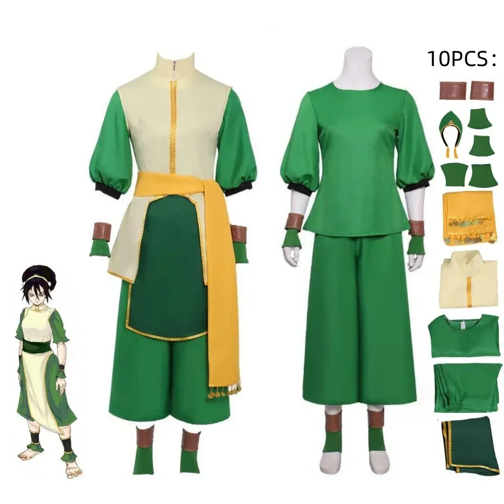 

Аниме Аватар Топ Beifong The Last Airbender Toph Bengfang Костюмы для косплея Мужская и женская униформа Комплект наряд на Хэллоуин Comic Con