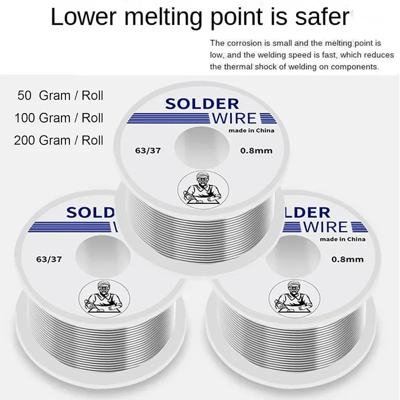 Tin Lead Rosin Core Solder Wire Wick with 2% Rosin Core Solder Flux,for Electrical Solder Iron、soldering Gun，Core Wire Welder