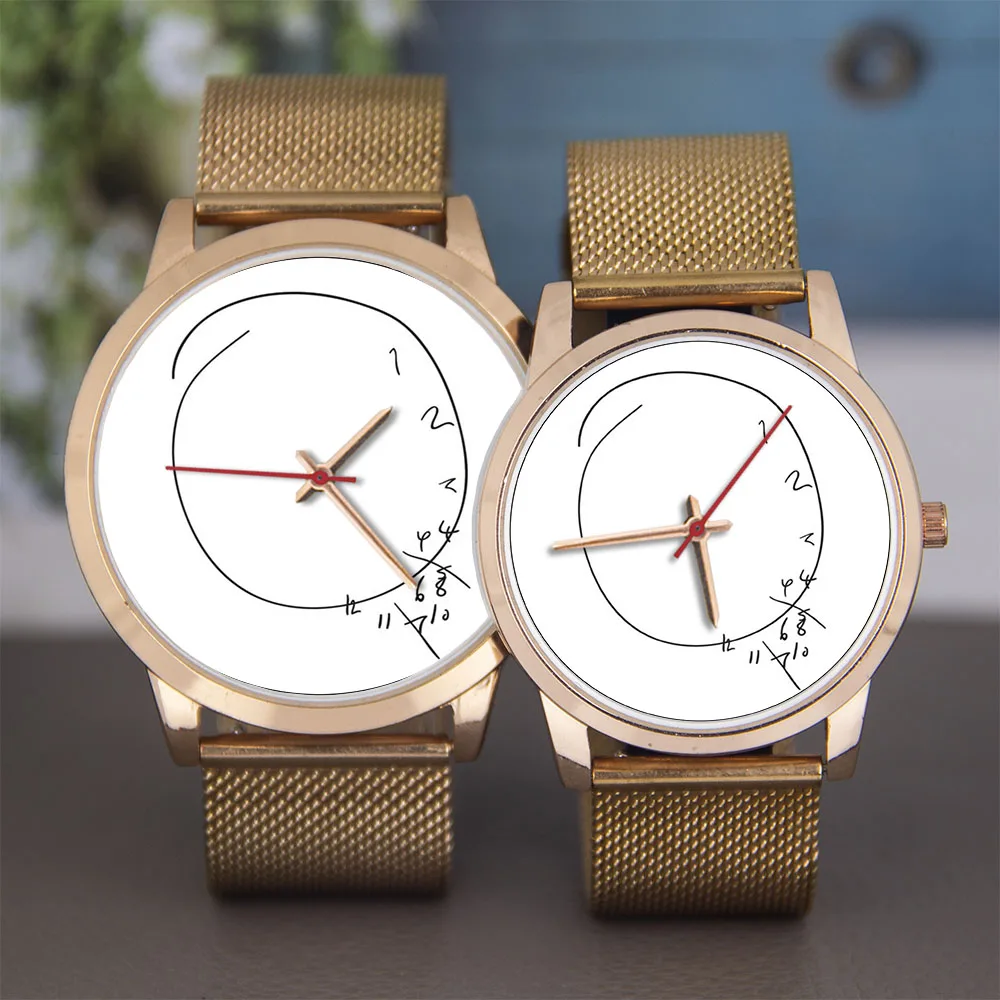 Rosegold Case Men Women Clock Artistic Spiral Number Dial Watch Minimalist Creative Wristwatch Geeky Math Lover Gift
