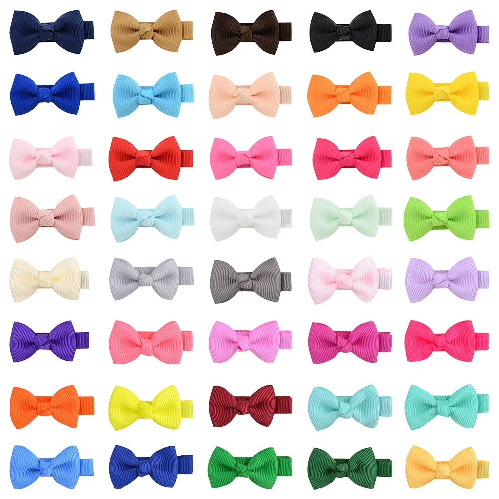 20Pcs/lot Ribbon Mini Hair Bows Clips for Baby Girls Toddlers Kids Hairpins Headwear Children Hair Accessories Wholesale