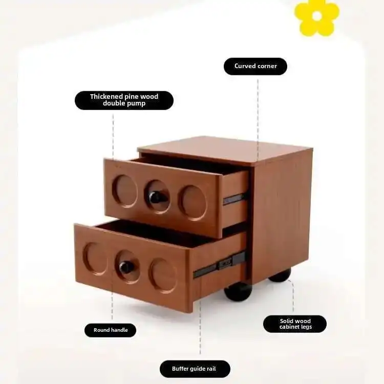 Wood Retro Creative Double-layer Luxury Large-capacity Cabinets Storage Light Bedside Home Table Storage All Furniture Solid