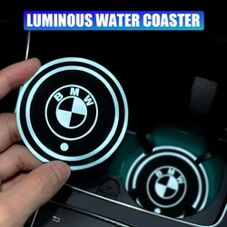 2PCS NEW Luminous Car Coaster Water Cups Holder Pad Anti-slip Mat Accessories For BMW M M3 M5 M6 E46 E90 E39 F10 F20 F30 G20 X5