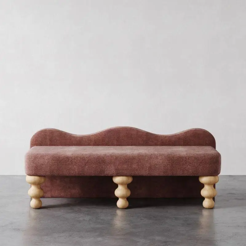 retro style small sofa, living room door, porch shoe changing bench