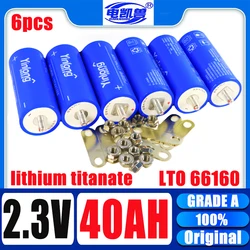 6PCS 2.3V 40Ah lithium titanate battery 10c discharge LTO 66160 DIY 12V 24V power battery electric car audio high rate battery