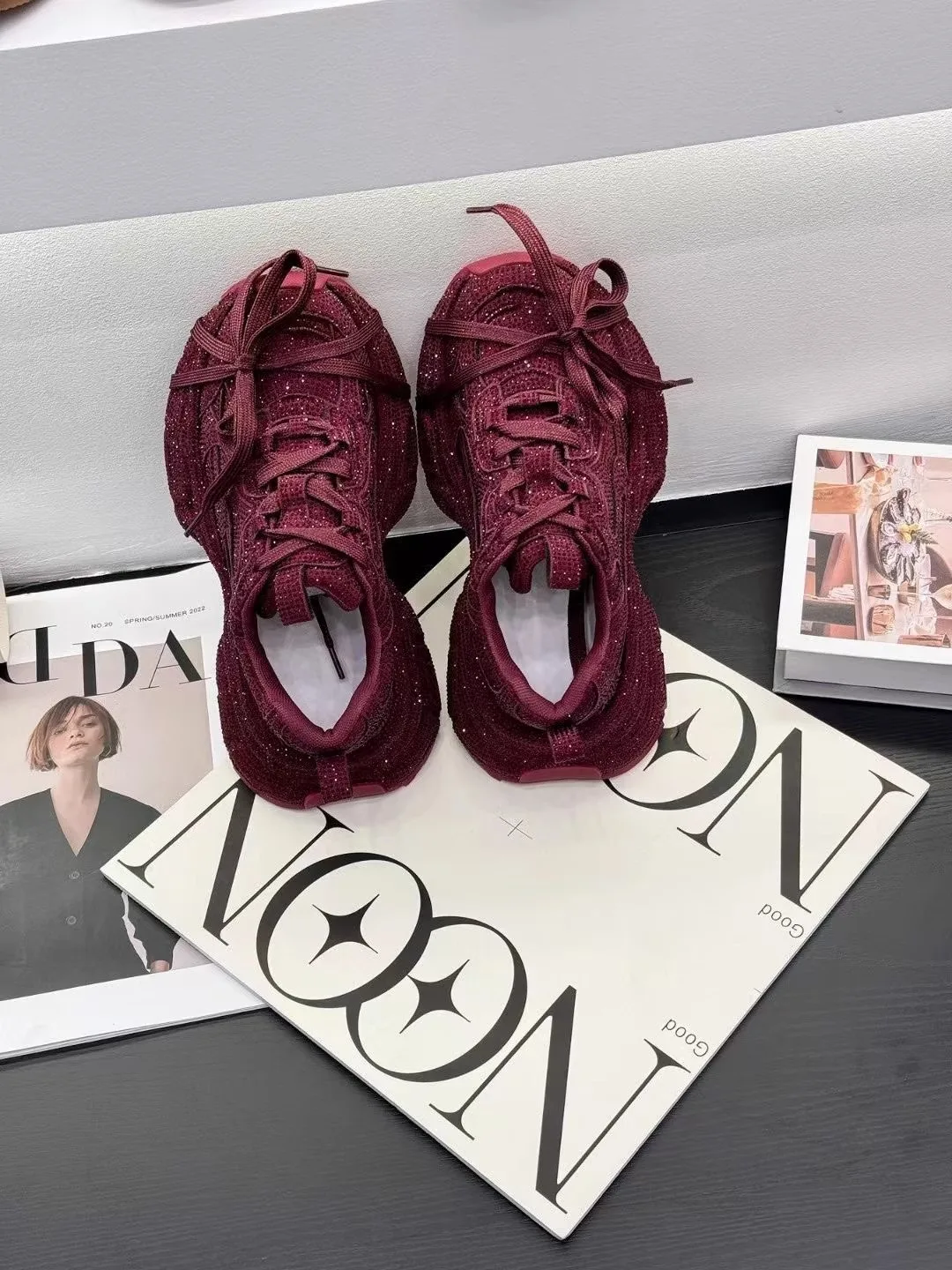 Women's 2025 Spring Autumn New Full Rhinestone Dad Sneakers Thick Sole Fashion Casual Sports Shoes - view 4